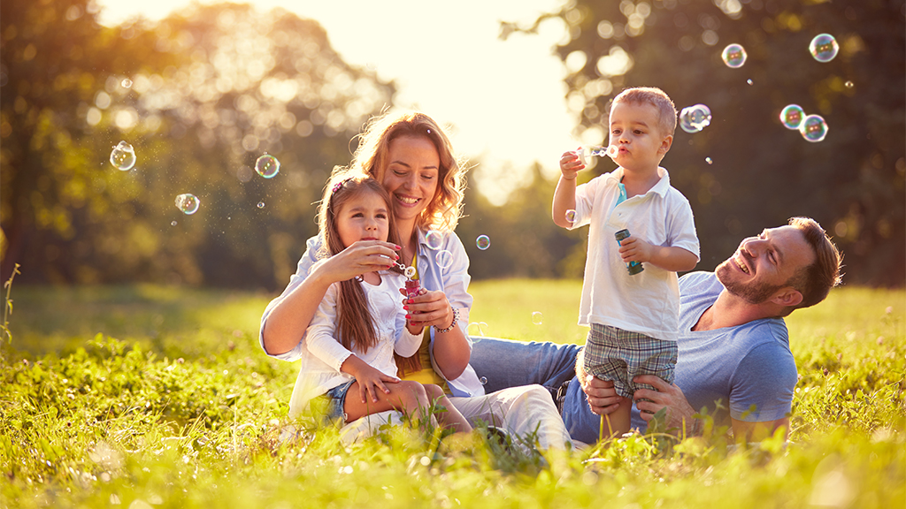 Happy family in a park