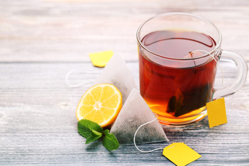 Cup of tea with tea bags