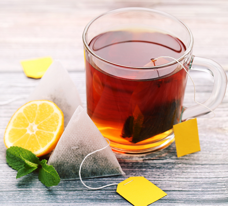 Tea cup with a tea bag