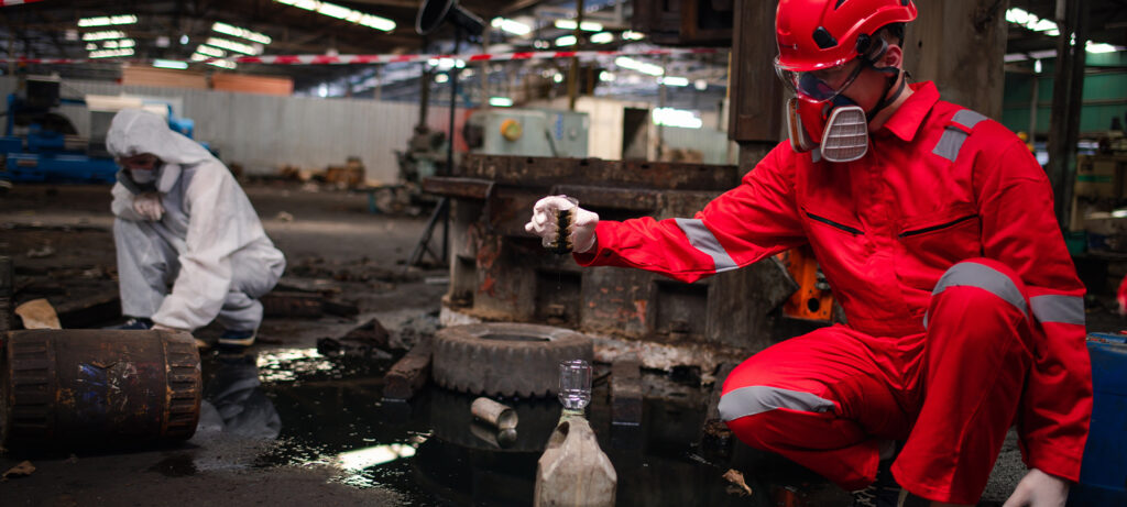 Worker in safety uniform